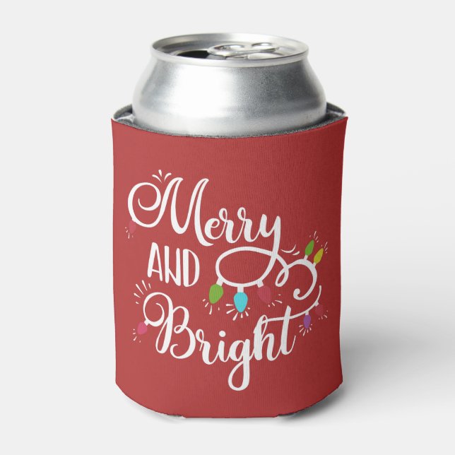 merry and bright holiday lights can cooler (Can Front)