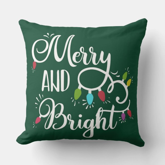 merry and bright holiday lights cushion (Front)