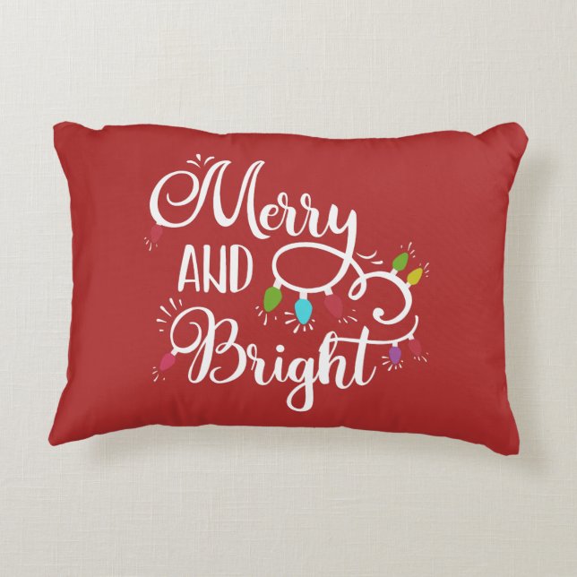 merry and bright holiday lights decorative cushion (Back)