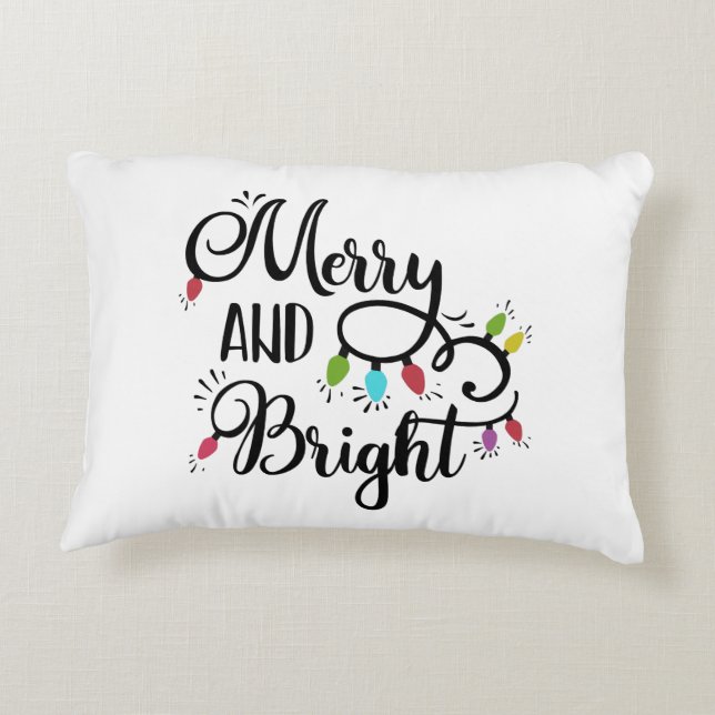 merry and bright holiday lights decorative cushion (Back)