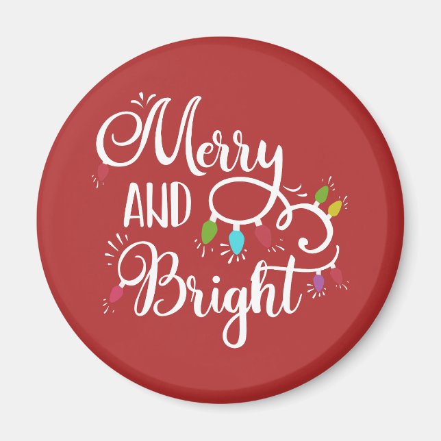 merry and bright holiday lights magnet (Front)