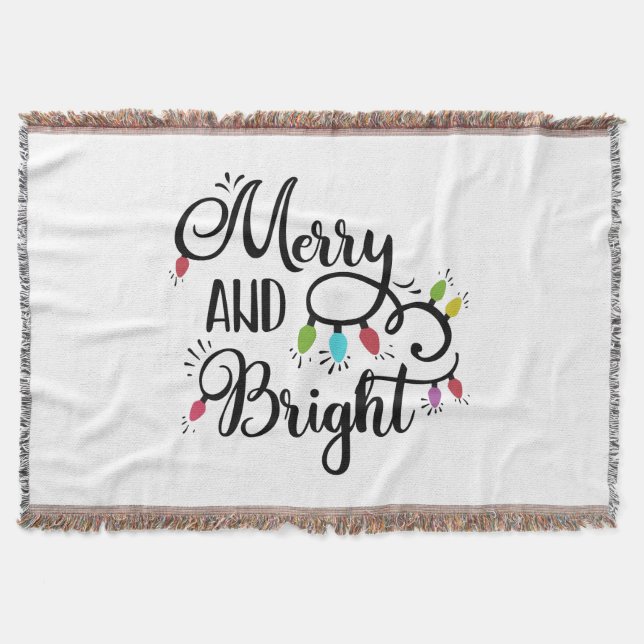 merry and bright holiday lights throw blanket (Front)