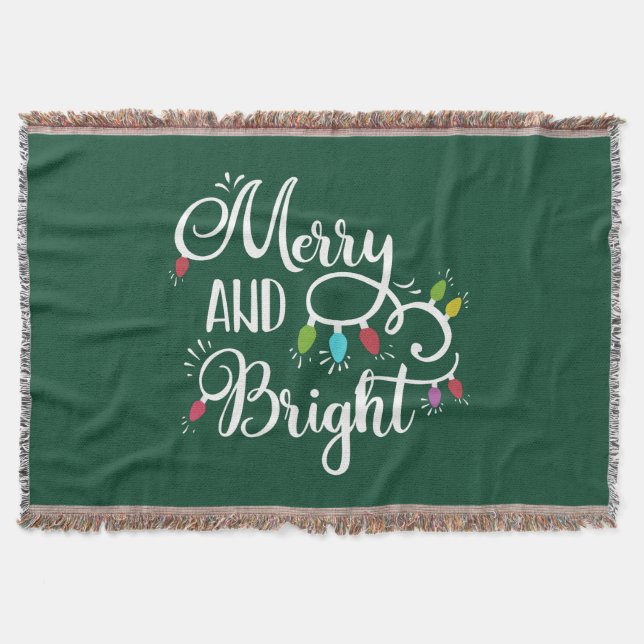 merry and bright holiday lights throw blanket (Front)