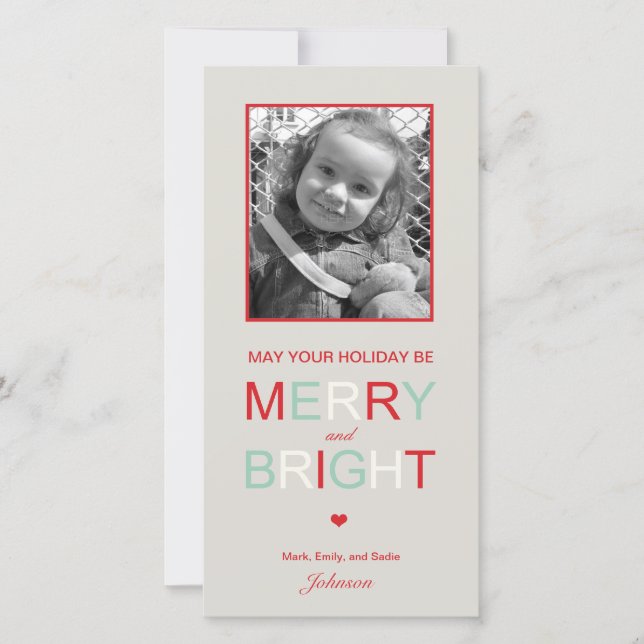 Merry and Bright Holiday Photo Card (Front)