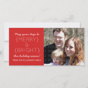 Merry and Bright Holiday Photo Card, Red Card