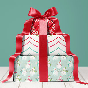Merry And Bright Holiday Snowman Christmas Wrapping Paper Sheet