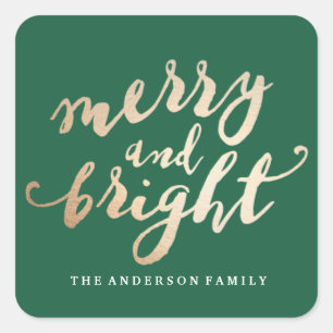 Merry and Bright   Holiday Square Sticker