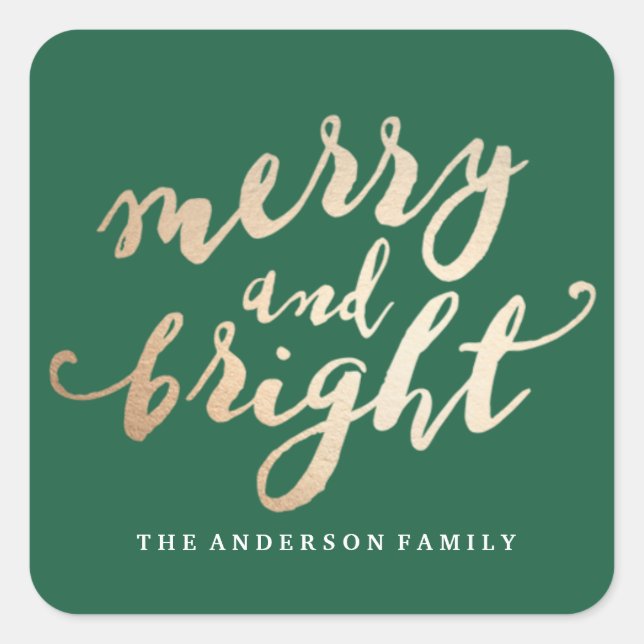 Merry and Bright | Holiday Square Sticker (Front)