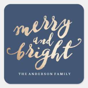Merry and Bright   Holiday Square Sticker