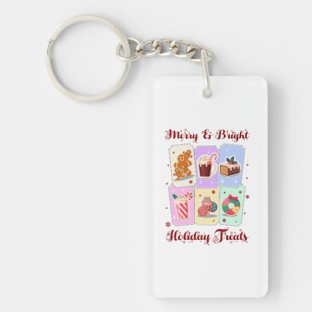 Merry and Bright Holiday Treats Christmas Dessert Key Ring (Front)