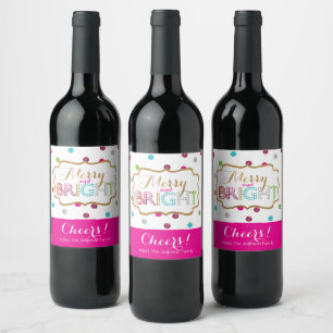 Merry and Bright Holiday Wine Labels