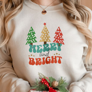 Merry and Bright Holidays Christmas Trees Sweatshirt