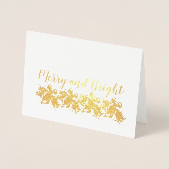 Merry and Bright Holly Sprigs Foil Card (Front)