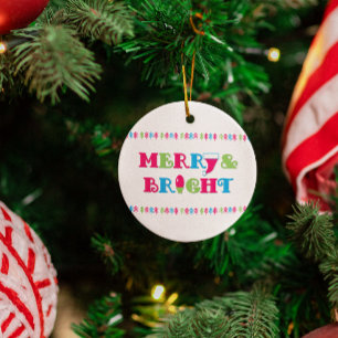 Merry and Bright Hot Pastel Christmas Ornament