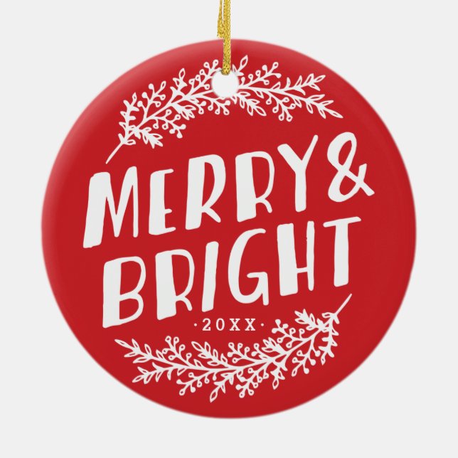 Merry and Bright Keepsake Photo Ornament (Back)