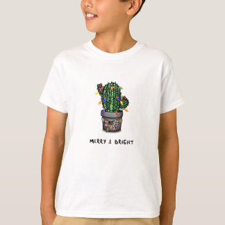Merry and Bright Kids Holiday Cactus T-Shirt