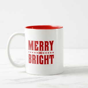 Merry and Bright Letterpress Style No. 507 Two-Tone Coffee Mug