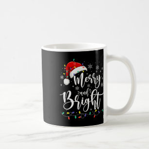 Merry And Bright Lights Red Santa Hat Xmas Family  Coffee Mug
