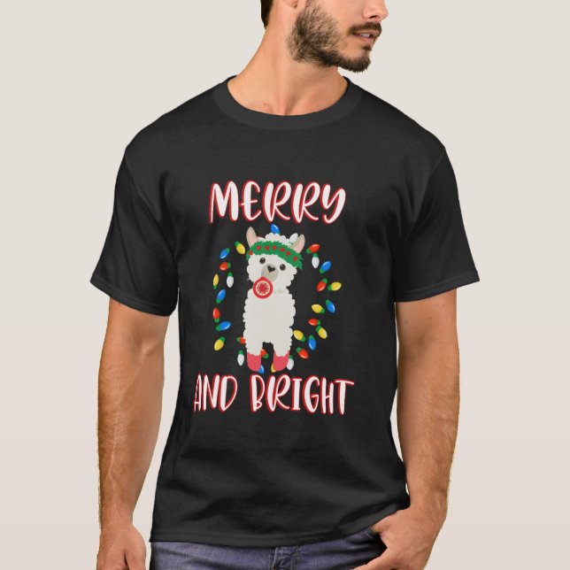 Merry And Bright Llama Christmas Alpaca Top Season (Front)