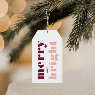 Merry and Bright Merlot and Blush Christmas Gift Tags