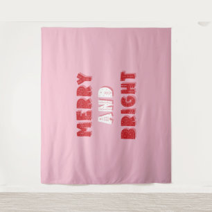 Merry and Bright, Merry Christmas, Christmas, Pink Tapestry