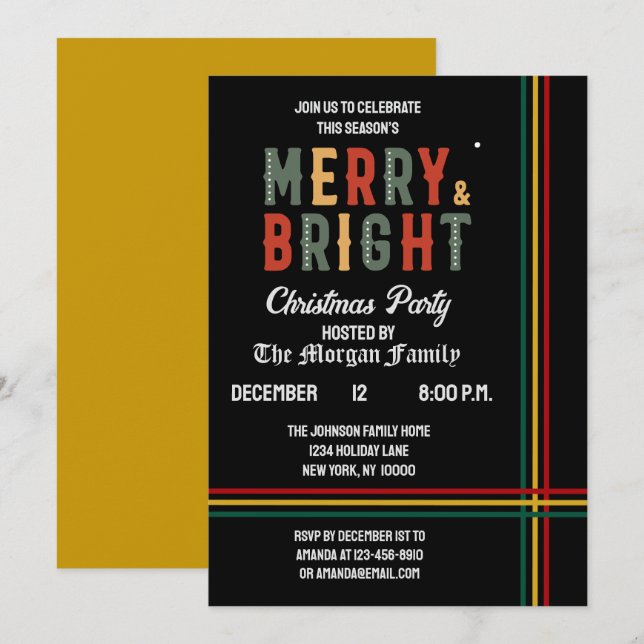 Merry And Bright Merry Christmas Party Invitation (Front/Back)
