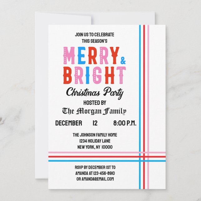 Merry And Bright Merry Christmas Party Invitation (Front)