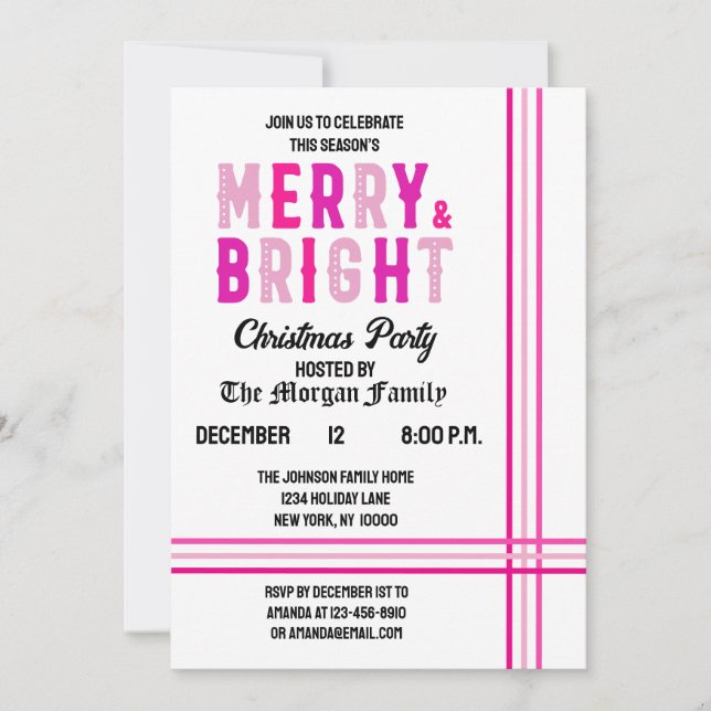 Merry And Bright Merry Christmas Party Invitation (Front)