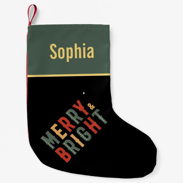 Merry And Bright Merry Christmas Party  Small Christmas Stocking (Front)