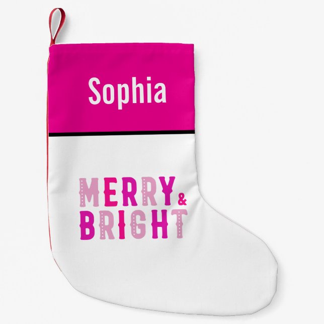 Merry And Bright Merry Christmas Party  Small Christmas Stocking (Front)