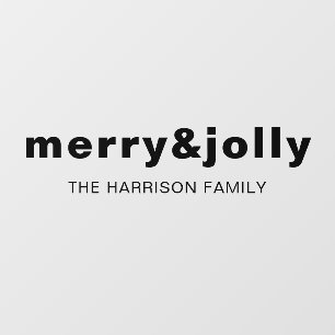Merry and Bright Minimal Black Modern Christmas Window Cling
