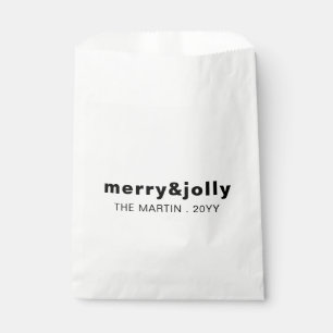 Merry and Bright Minimal White Christmas Design Favour Bags