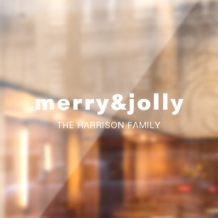 Merry and Bright Minimal White Modern Christmas Window Cling