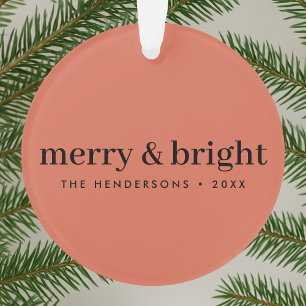 Merry and Bright   Minimalist Christmas Soft Red Ornament
