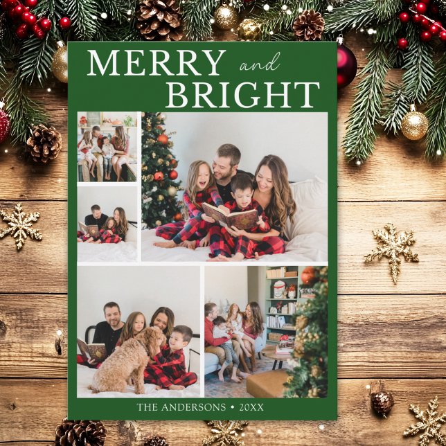 Merry and Bright Minimalist photo Family Christmas Invitation (Creator Uploaded)