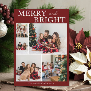 Merry and Bright Minimalist photo Family Christmas Invitation