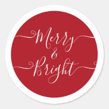 Merry And Bright | Modern Caligraphy Red Christmas