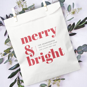 Merry and Bright   Modern Christmas Bright Red Favour Bags