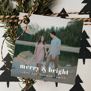 Merry and Bright   Modern Christmas Couple Photo Favour Tags