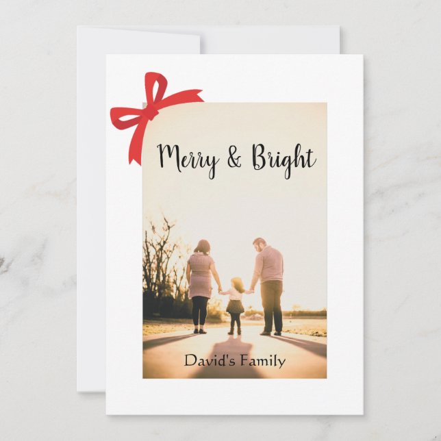 Merry and Bright modern christmas Holiday Card (Front)