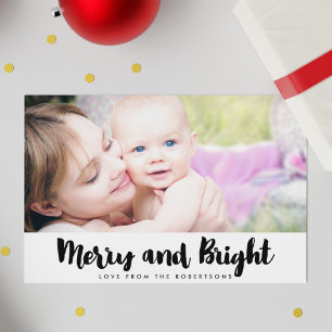Merry and Bright Modern Christmas Photo Holiday Card