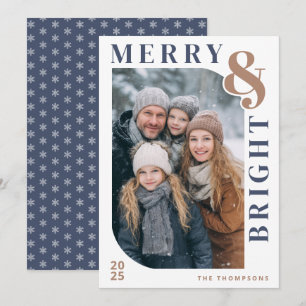 Merry and Bright Modern Christmas Photo Holiday Card