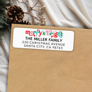 Merry and Bright Modern Christmas Return Address