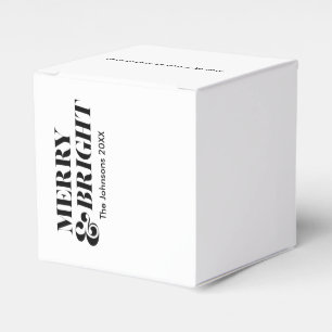 Merry and Bright Modern Christmas Typography Favour Box
