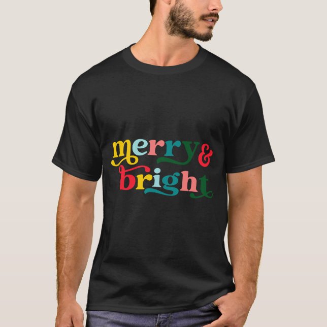 Merry And Bright Modern Christmas Womens  T-Shirt (Front)