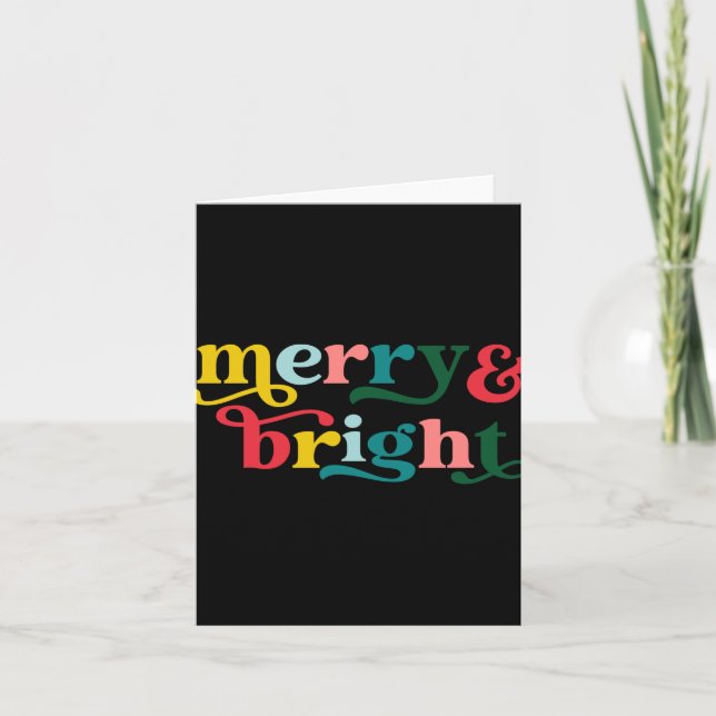 Merry And Bright Modern Christmas Womens T Shirt  Card (Front)