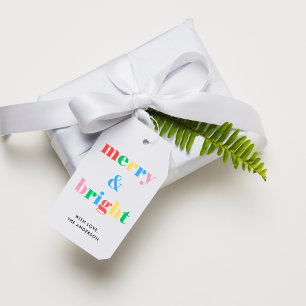 Merry and Bright Modern Colourful Christmas Gift Tags