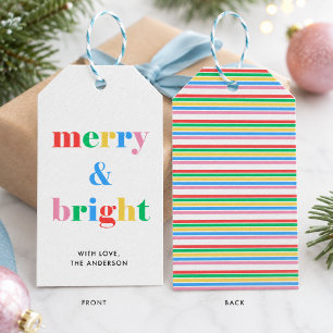 Merry and Bright Modern Colourful Christmas Gift Tags