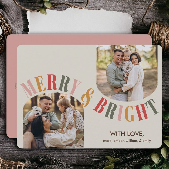 Merry and Bright Modern Family Photo Christmas Holiday Card (Creator Uploaded)