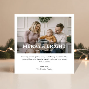 Merry and Bright Modern Family Photo Holiday Card